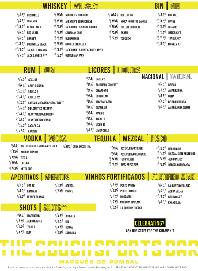 Menu Destilados — Marquês