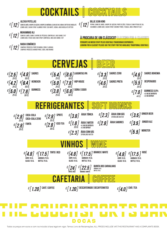 Menu Bebidas — Docas