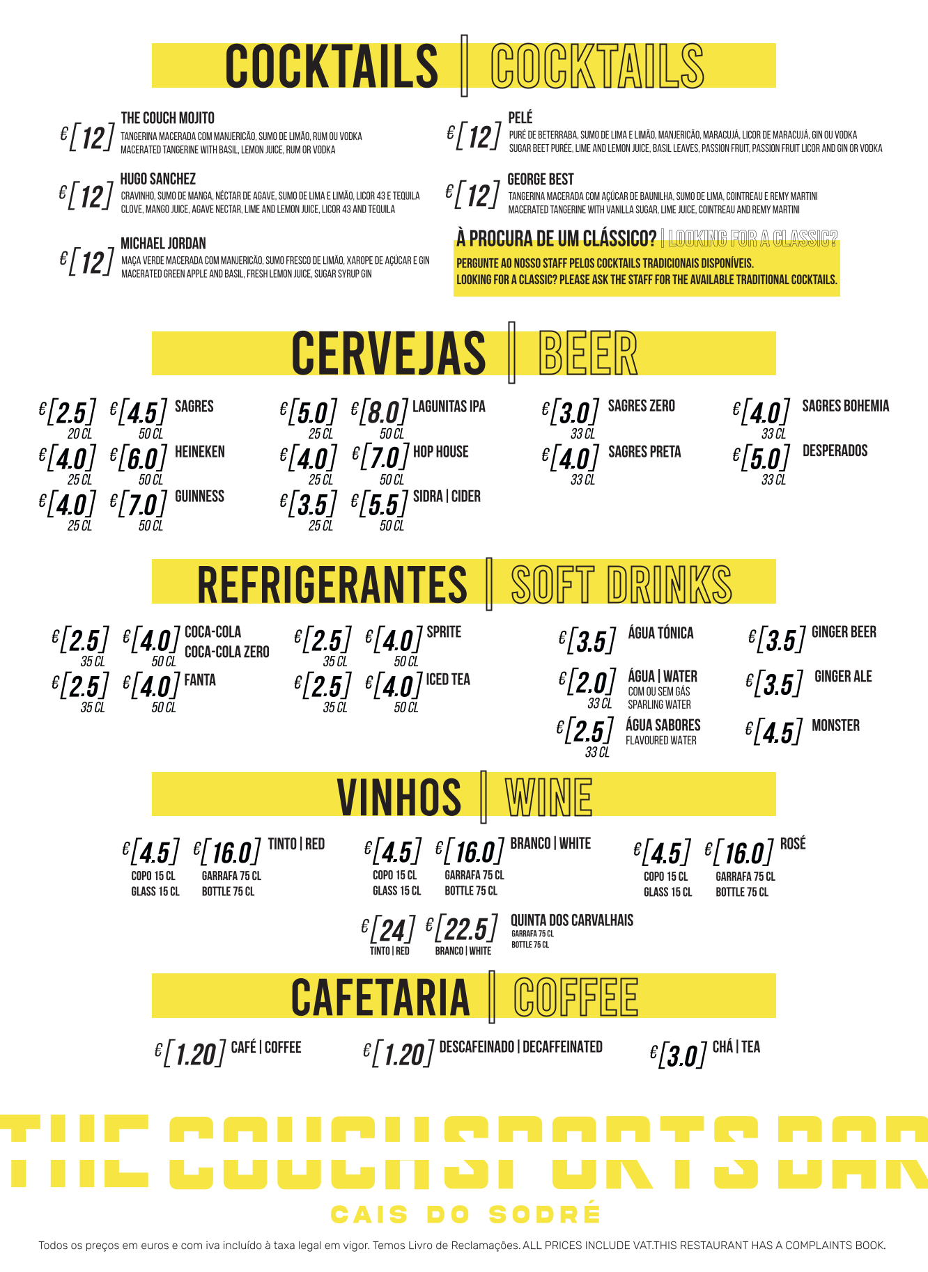 Menu Bebidas — Cais do Sodré
