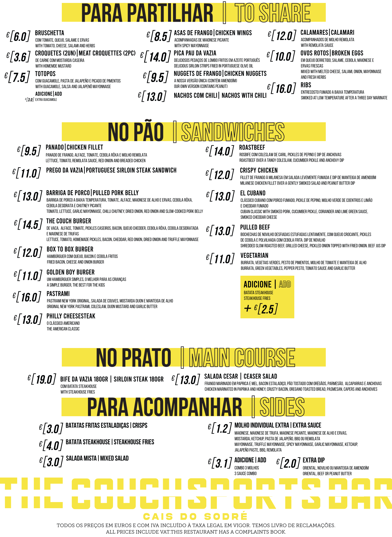 Menu Comida — Cais do Sodré