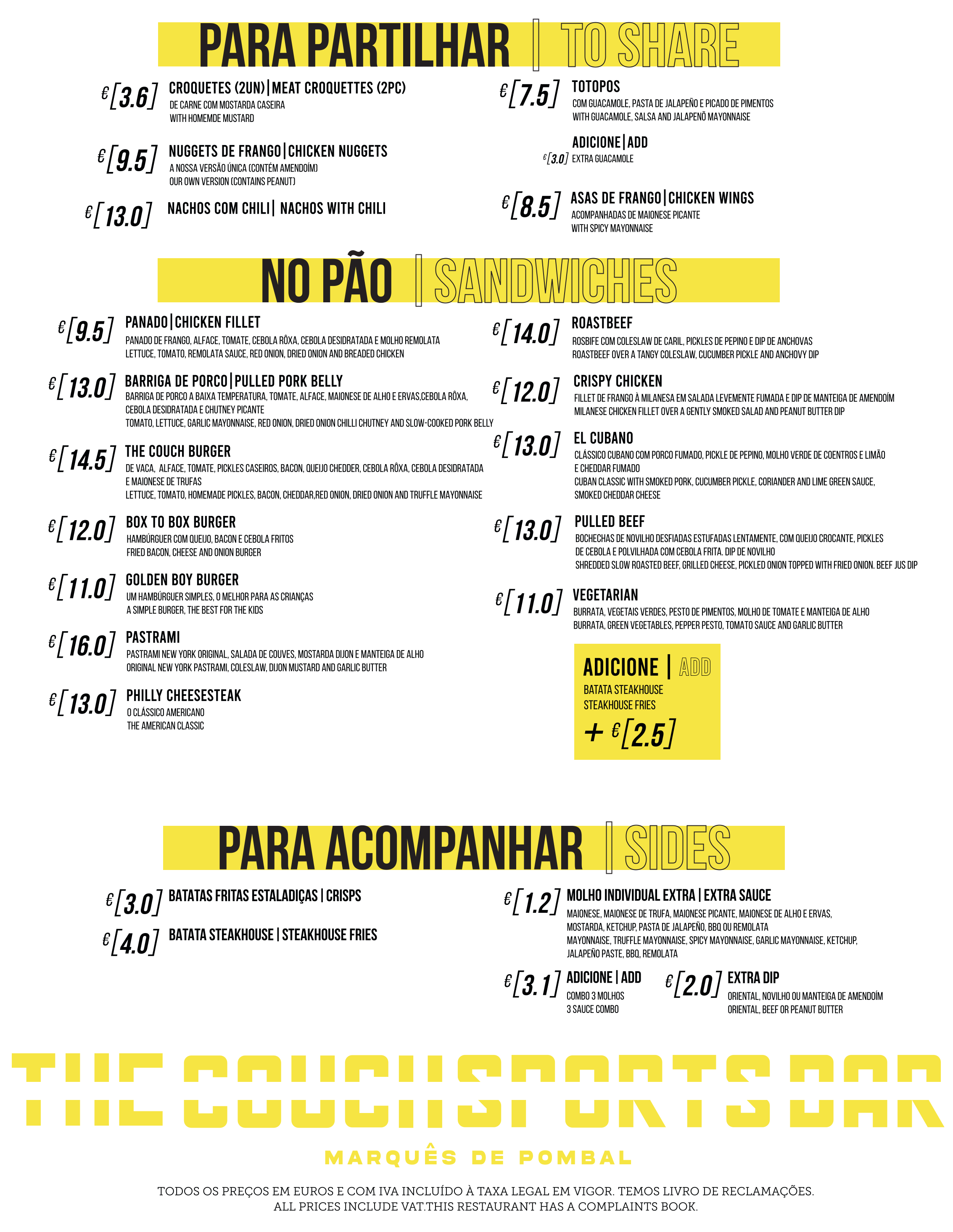 Menu Comidas — Marquês